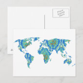 Motif bohème moderne | Carte du monde | Carte post (Devant / Derrière)