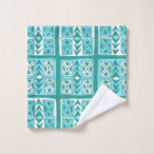 Motif Boho bleu vert et blanc géométrique (Gant de toilette)