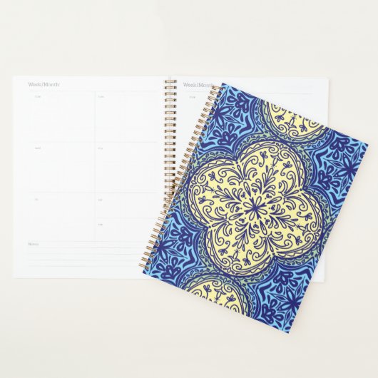 Motif Boho Blue & Gold Tile (Devant avec enveloppe)