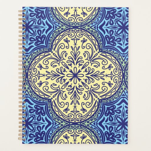 Motif Boho Blue & Gold Tile (Devant)