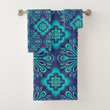 Motif Boho Blue Snowflake décoratif