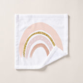 Motif Boho Elegant Pink & Gold Rainbow (Gant de toilette)