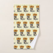 Motif Boho rustique - Bottes Cowboy avec tournesol (Serviette à main)