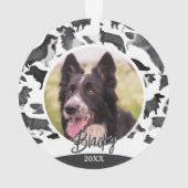 Motif Border Collie Nom de Chien Photo Noël (dos)