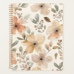 Motif botanique aquarelle floral pêche beige