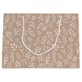 Motif Botanique Beige Chaud - Grand Sac Cadeau (Devant)