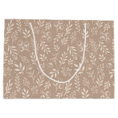 Motif Botanique Beige Chaud - Grand Sac Cadeau (Dos)
