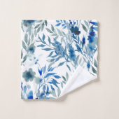motif botanique bleu (Gant de toilette)