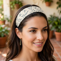 Motif botanique bohème neutre et élégant Bandeau