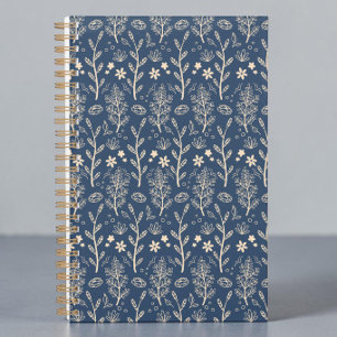 Motif botanique de feuillage automnal bleu