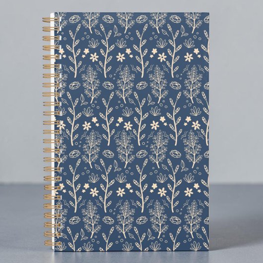 Motif botanique de feuillage automnal bleu