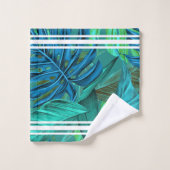 Motif botanique d'île de jungle de feuille (Gant de toilette)