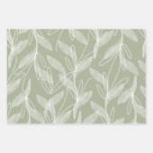 Motif botanique Feuille dressé à Sage Green (Devant)