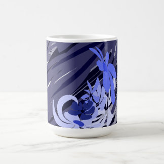 Motif botanique floral bleu | Mug feuille marine