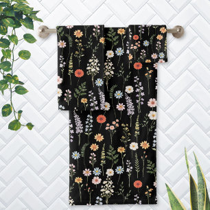 Motif botanique floral de fleurs sauvages à l'aqua