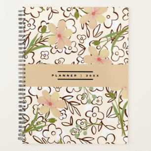 Motif botanique floral rose vert Mensuel Hebdomada