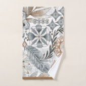 Motif botanique gris sable Bohème terrien (Serviette à main)