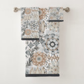 Motif botanique gris terre cuite clair (En situation)