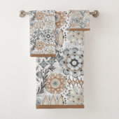 Motif botanique gris terre cuite clair (En situation)