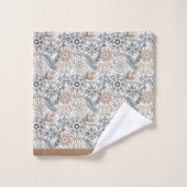 Motif botanique gris terre cuite clair (Gant de toilette)