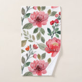 Motif botanique moderne rose rouge (Serviette à main)