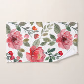 Motif botanique moderne rose rouge (Serviette à main)