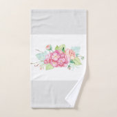 Motif botanique rose Hydrangea sur gris clair (Serviette à main)
