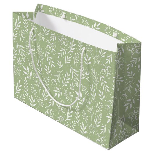 Motif botanique Sage Green - Grand sac cadeau (Dos Angle)
