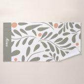 Motif botanique Sage vert feuille nom personnalisé (Serviette de bain)