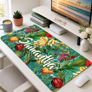 Motif botanique tropical de fruit aqua élégant