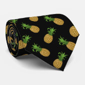 Motif branché à ananas sur Cravate noire (Roulé)