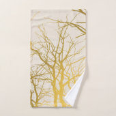 Motif Branches d'Arbre Doré Fond Beige (Serviette à main)