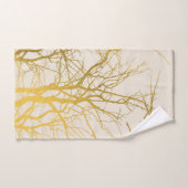 Motif Branches d'Arbre Doré Fond Beige (Serviette à main)