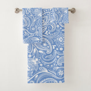 Motif cachemire blanc sur arrière - plan bleu