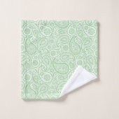 Motif cachemire blanc sur arrière - plan vert (Gant de toilette)