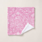 Motif cachemire blanc sur rose (Gant de toilette)