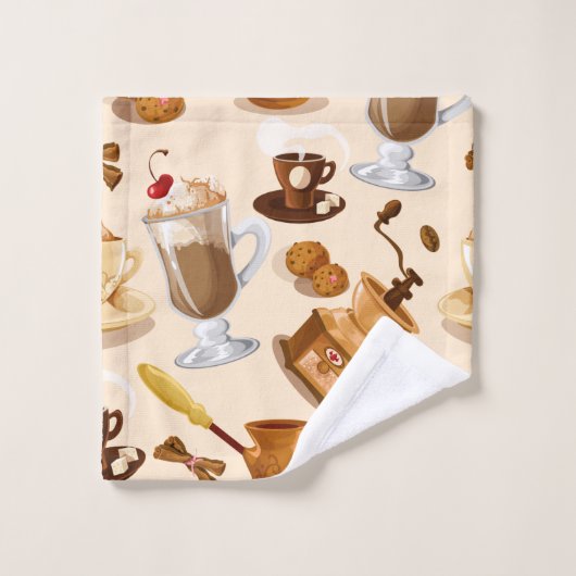 Motif café et biscuits (Gant de toilette)