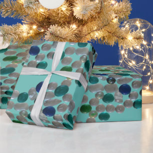 Motif Cailloux de Verre Papier Cadeau Vert Pers.