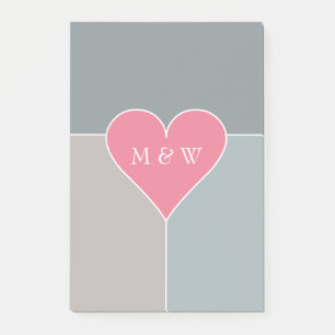 Motif cardiaque monogramme personnalisé Post-It no