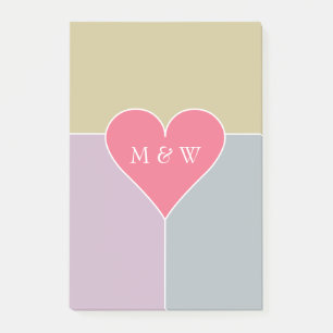 Motif cardiaque monogramme personnalisé Post-It no
