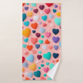 Motif cardiaque multicolore (Serviette de bain)