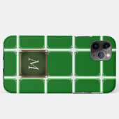Motif Carré coque iphone vert Monogramme (Dos (Horizontal))