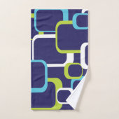 Motif Carré rétro Bleu Vert Blanc (Serviette à main)