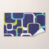 Motif Carré rétro Bleu Vert Blanc (Serviette à main)