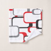 Motif Carré rétro rouge gris noir blanc (Gant de toilette)