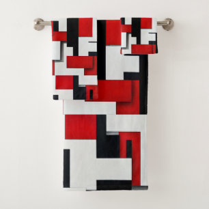 Motif carré rouge et noir sur fond blanc