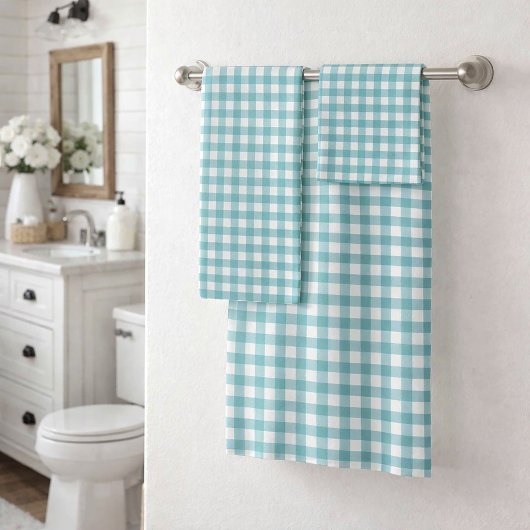 Motif carreaux gingham sarcelle et blanc