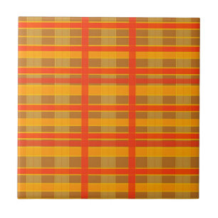 Motif carreaux rouge orange rétro