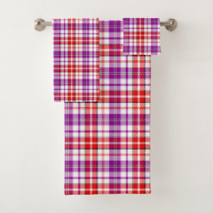 Motif carreaux tartan blanc rouge violet