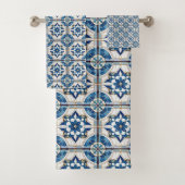 Motif carrelage marocain décoré n° 4 bleu blanc ID (En situation)